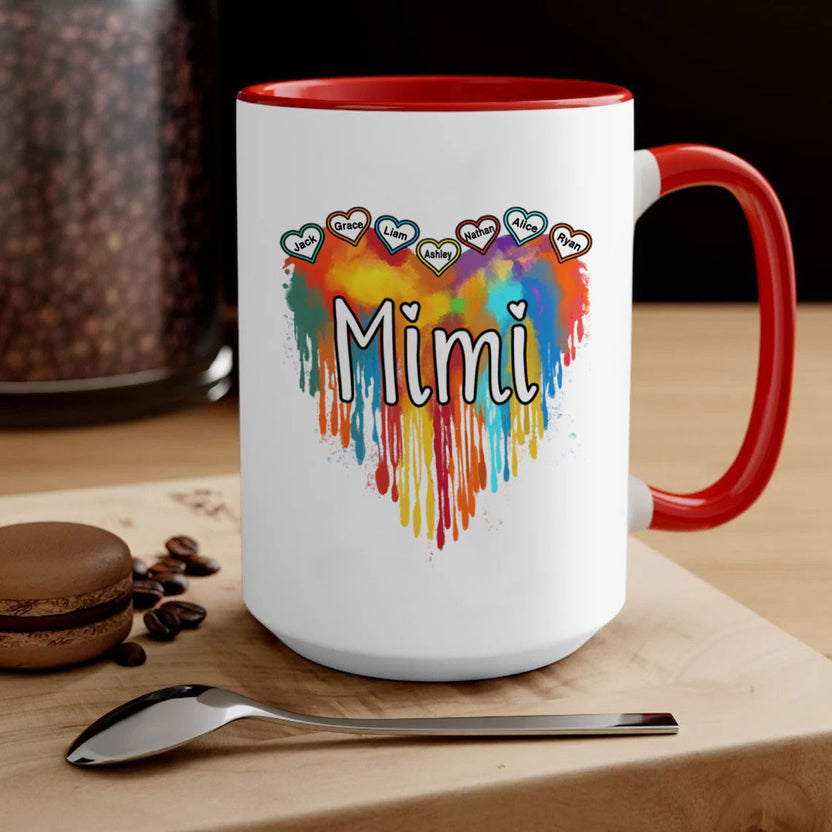 Personalized Coffee Mug For Grandmother From Granddaughter Grandson Grandma Melting Colorful Heart Custom Name Novelty Coffee Ceramic Cup 11 15Oz Grandma Gifts On Birthday Christmas