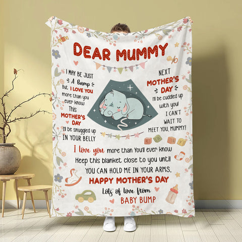 Mom To Be Gifts, Cute Baby Elephant Sleeping In Mommy's Belly Keep This Blanket Until Can Hold In Arms, Personalized Blanket, Gifts For New Mommy, Fleece Sherpa Mother's Day