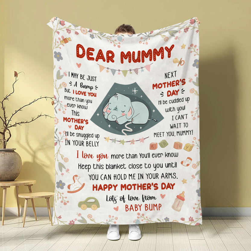 Mom To Be Gifts, Cute Baby Elephant Sleeping In Mommy's Belly Keep This Blanket Until Can Hold In Arms, Personalized Blanket, Gifts For New Mommy, Fleece Sherpa Mother's Day
