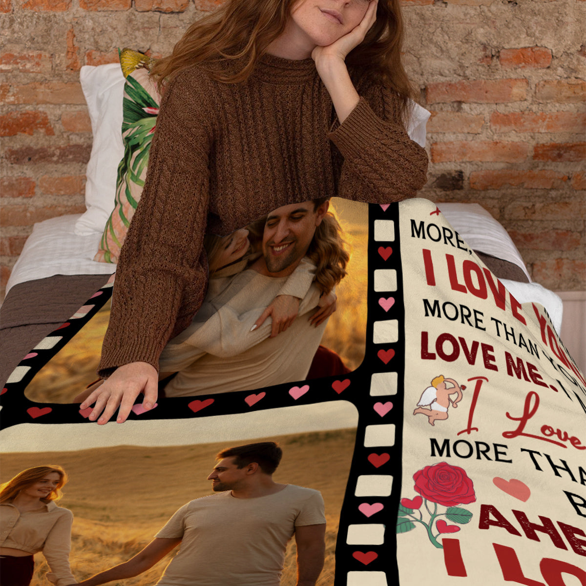 Personalized Photo Blanket, When I Say I Love You Blanket, Romantic Couple Gift, Anniversary Valentine Custom Love Film Strip Design