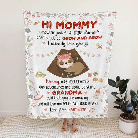 Mom To Be Gifts, I Already Love You Cute Baby Sloth Sleeping Ultrasound Mommy's Tummy , Personalized Blanket, Gifts For Mom To Be, Fleece Sherpa, New Mother Blanket For Mother's Day