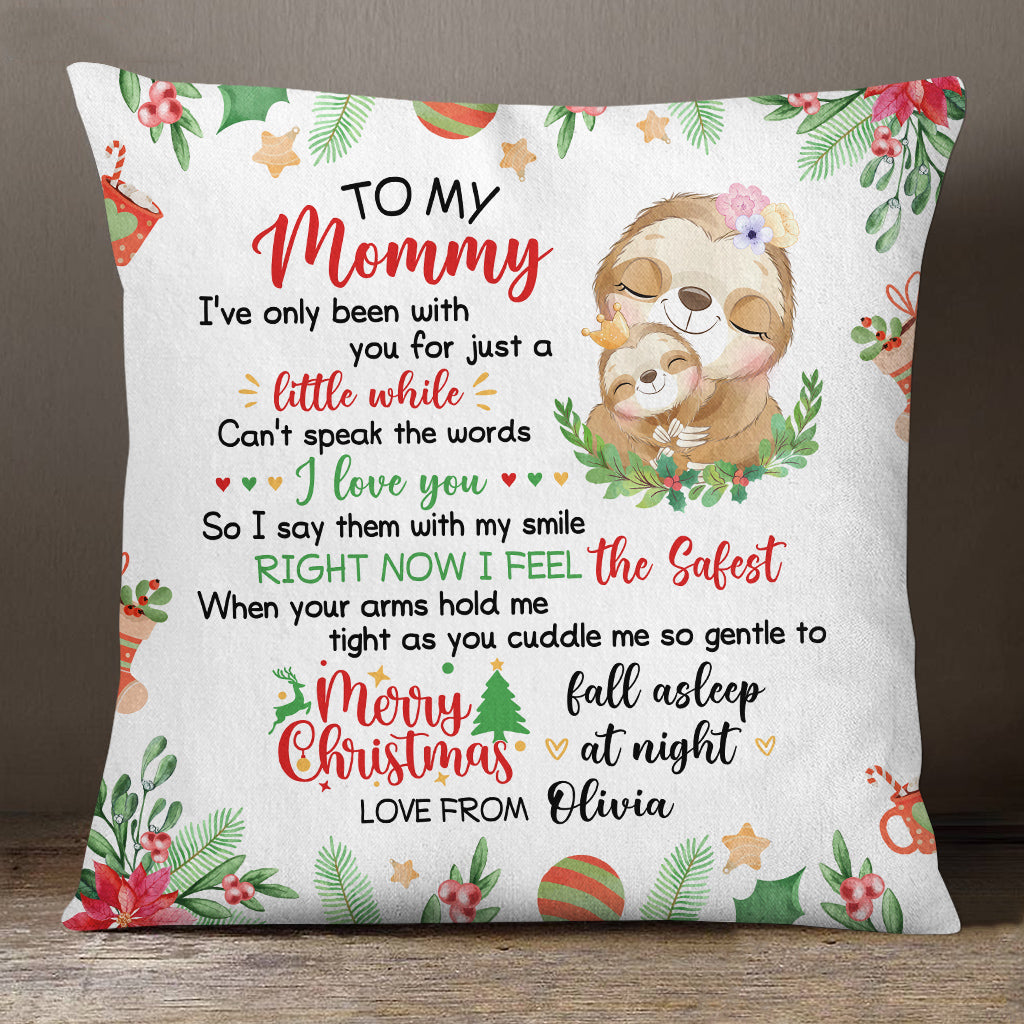 Personalized Square Pillow For New Mom From Newborn Baby Family Pregnancy Gifts Cute Sloth I've Only Been With You Xmas Decor Custom Name Double Sided Sofa Couch Cushion On Christmas