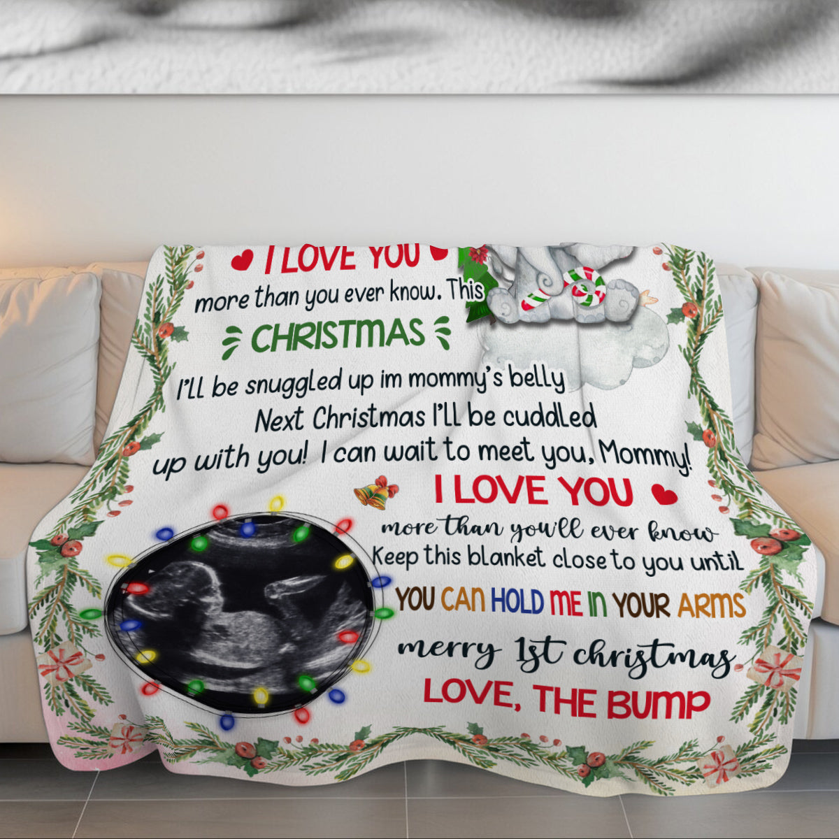 Mom To Be Gifts, Dear Mommy I Can't Wait To Meet You Elephant Baby Ultrasound Photo , Personalized Photo Blanket, Gifts For New Mommy, Fleece Sherpa, New Mom Blanket, Gifts For Xmas