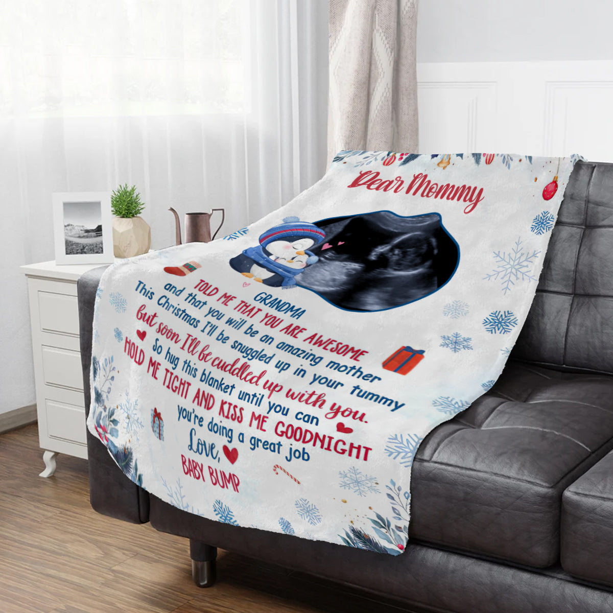 New Parents Gifts, Grandma Told Me That You Are Awesome Ultrasound Photo, Personalized Blanket, Gifts For Mommy Mom To Be, Fleece Sherpa, Expecting Mom Blanket, Gifts For Christmas