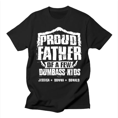 Personalized T-Shirt For Dad Poppy From Kids Dad Proud Father Of A Few Dumbass Kids Custom Name Grandpa Dad Gifts Ideas Short Sleeve Tops Tee Shirt For Men Family On Birthday Father's Day