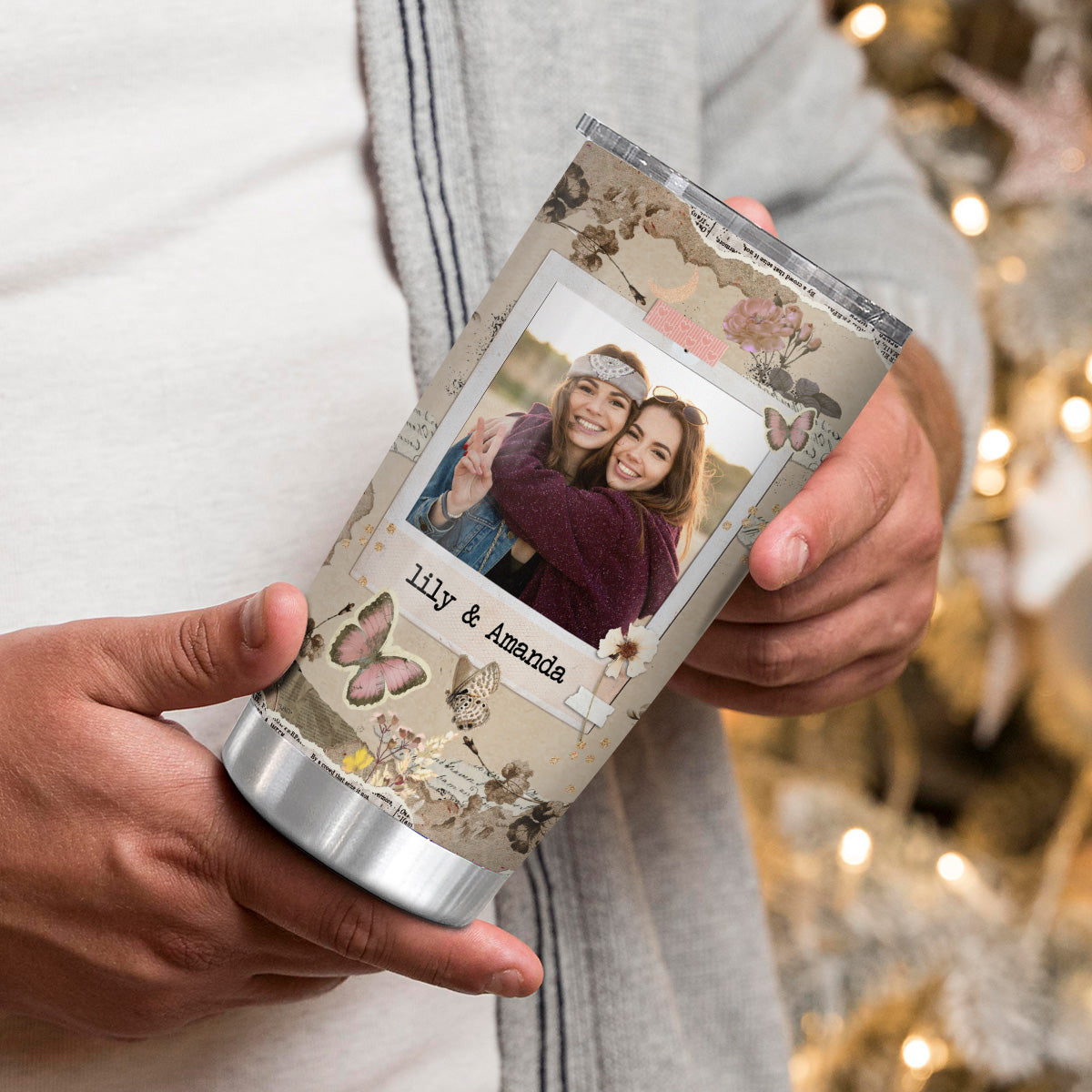 Not Sisters By Blood But Sisters By Heart, Personalized Tumbler, Gifts For Unbiological Sister, 20oz Travel Cup, Friendship Tumbler Summer Friendship Gifts For Women Girls Friends