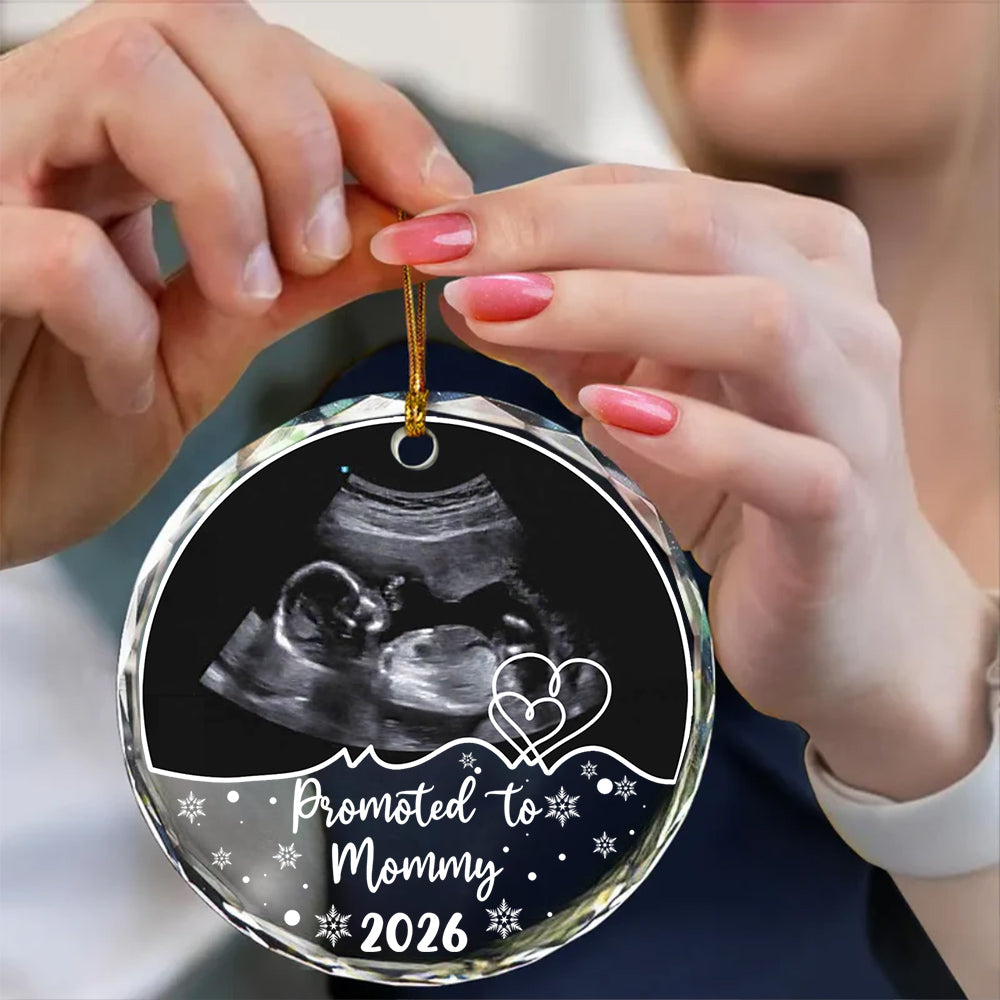 Mom To Be Gifts, Personalized Sonogram Glass Ornament, Promoted To Mommy Year, Custom Baby Photo Keepsake, Pregnancy Announcement, Expecting Mom Holiday Item,  Gifts For Mommy