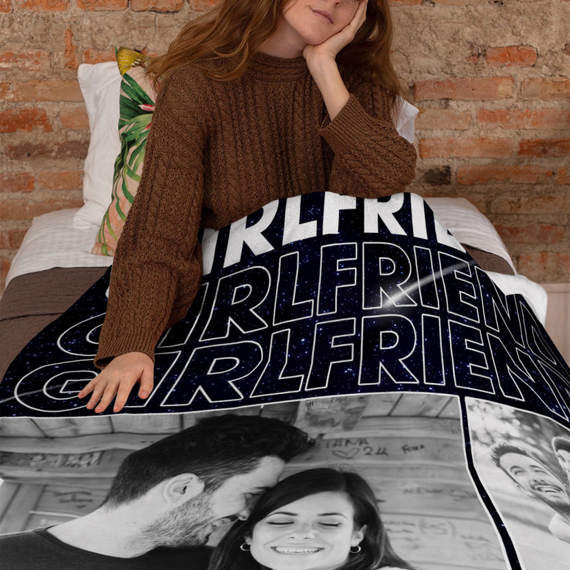 Gifts For Couple, Girlfriend Personalized Photo Custom Name Since Date, Soft Blanket With Picture  Gifts For Him Her Honey, Custom Fleece Sherpa Blanket Valentine Anniversary