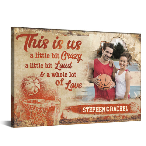 Athletic Couple Canvas Print, A Whole Lot Of Love Wording, Personalized Name Basketball Home Decor  Canvas Wall Art, Gifts For Him Her Poster Prints Wall Decor, Gifts For Valentines