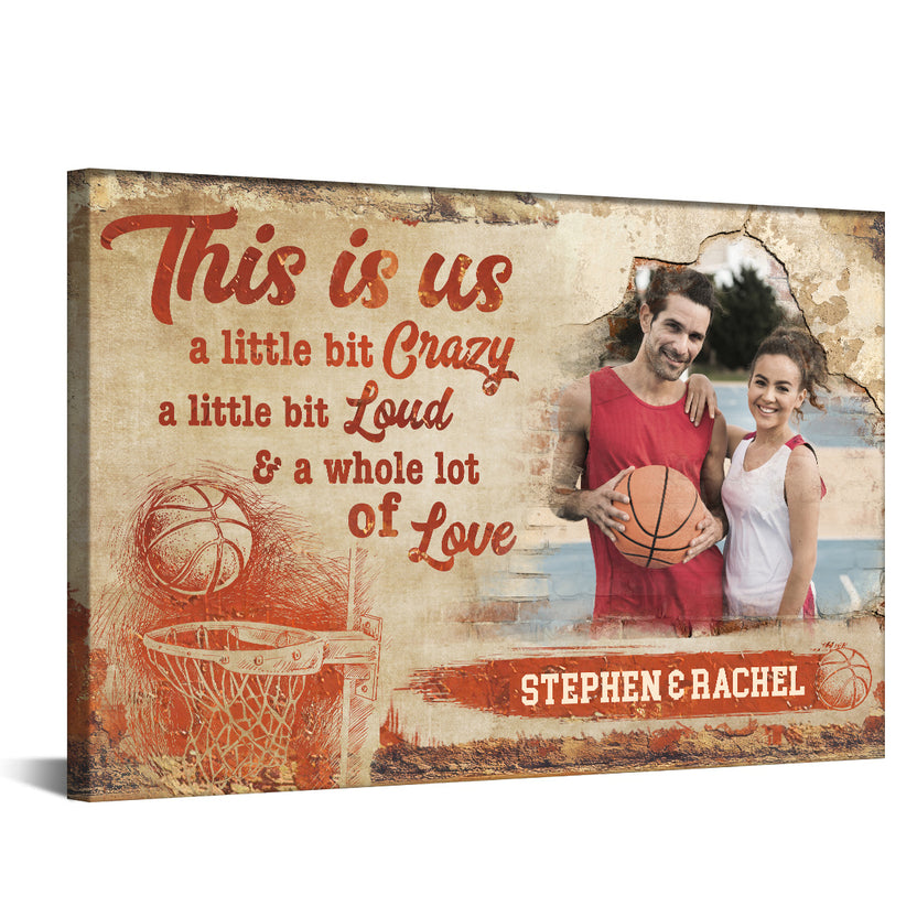 Athletic Couple Canvas Print, A Whole Lot Of Love Wording, Personalized Name Basketball Home Decor  Canvas Wall Art, Gifts For Him Her Poster Prints Wall Decor, Gifts For Valentines