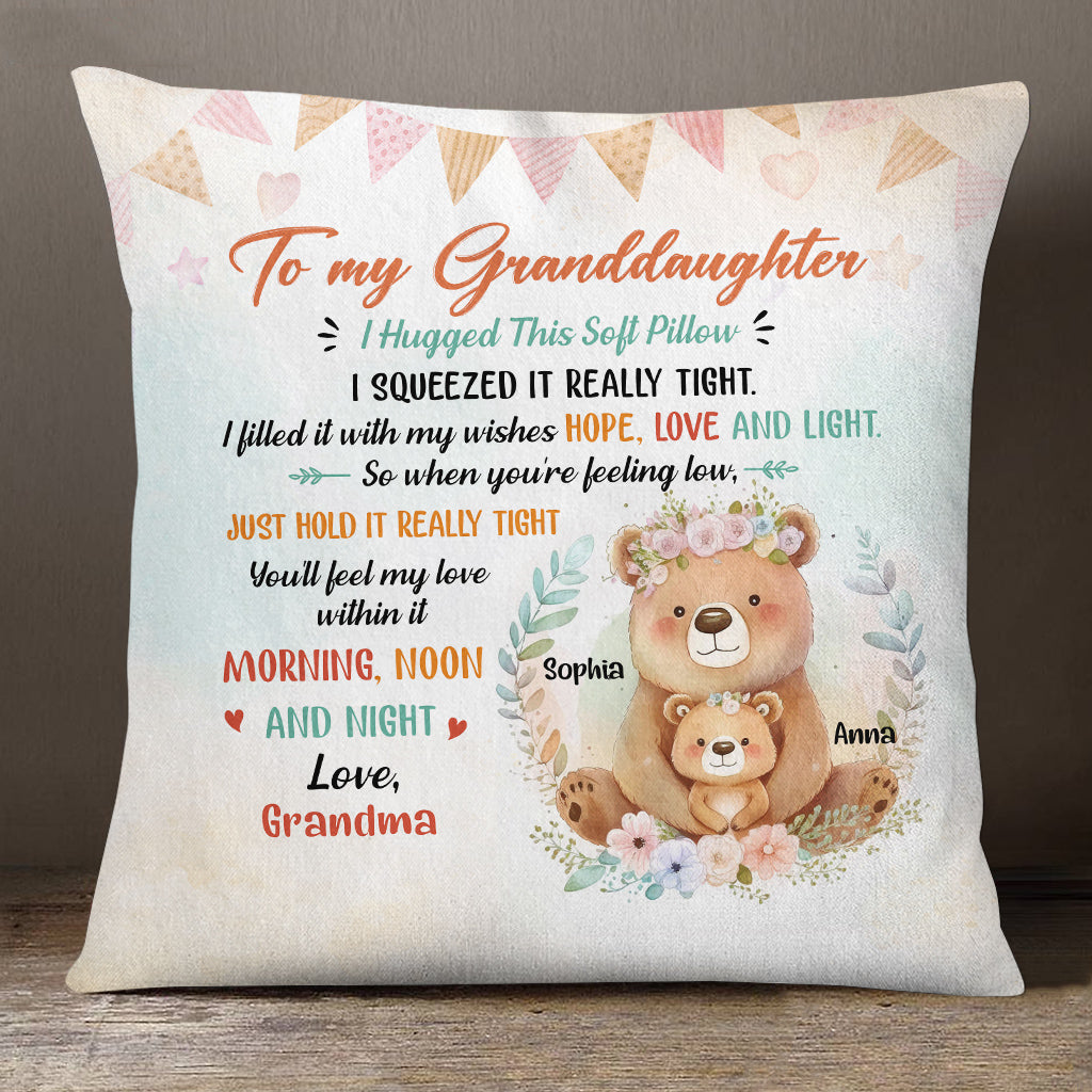 Square Pillow For Grandkids From Nana Gifts For Granddaughter When You're Feeling Low Just Hold It Floral Theme Cute Bear