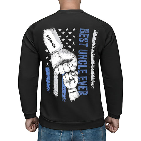 Personalized T-Shirt For Uncle From Niece Nephew Uncle Ever Flag Back Side Printed Custom Gifts Ideas For Uncle Short Sleeve Tops Tee Shirt For Men Family On Birthday Fathers Day