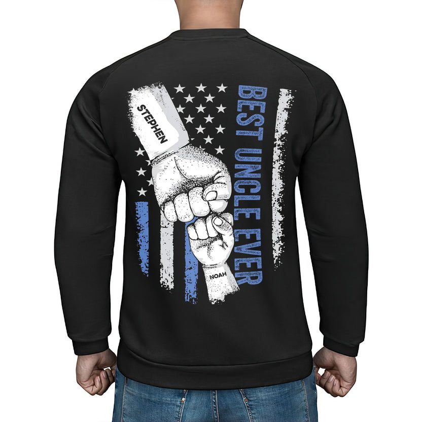 Personalized T-Shirt For Uncle From Niece Nephew Uncle Ever Flag Back Side Printed Custom Gifts Ideas For Uncle Short Sleeve Tops Tee Shirt For Men Family On Birthday Fathers Day