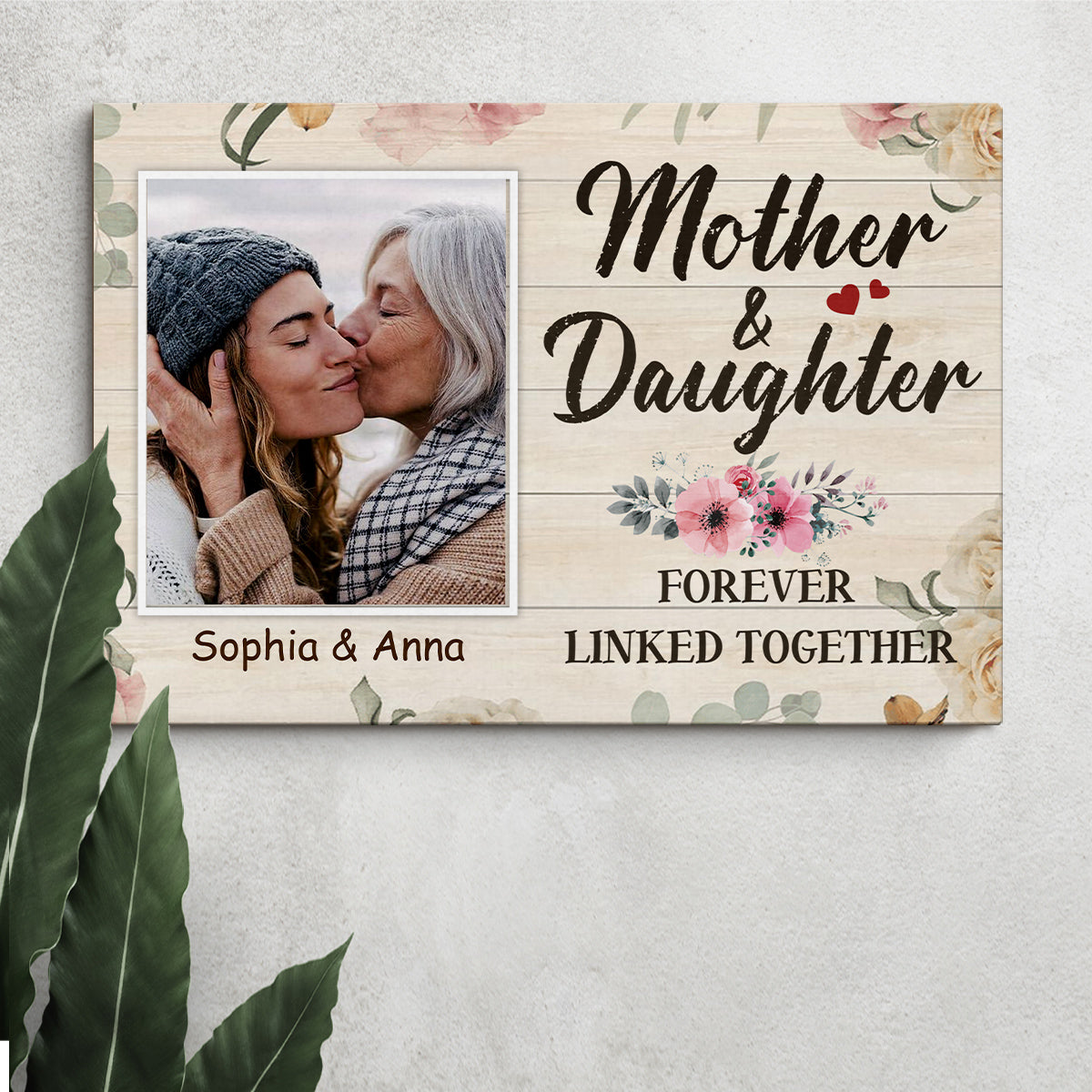 Gifts Ideas For Mom, Mother Daughter Forever Linked Together, Personalized Canvas Wall Art, Gifts For Mom Mommy From Son Daughter, Poster Prints Wall Decor, Gifts For Mother's Day