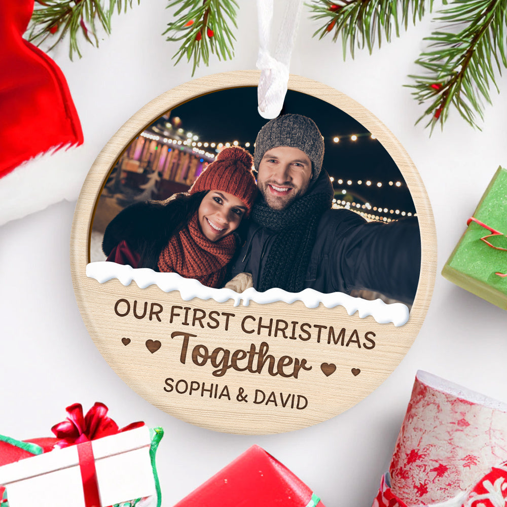 Couple Photo First Christmas Ornament, Custom Holiday Tree Decoration, Romantic Couple Keepsake, First Christmas Together Keepsake, Holiday Ornament Gifts For Him Her Honey Wife Husband