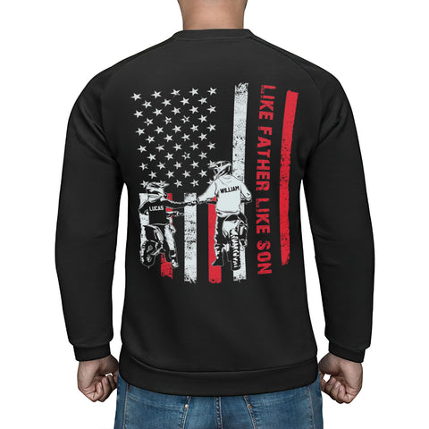 Personalized T-Shirt For Daddy From Children Gifts For Dad Like Father Like Son Like Daughter Motocross Biker Flag Back Side Printed Custom Name Short Sleeve Tops Tee Shirt