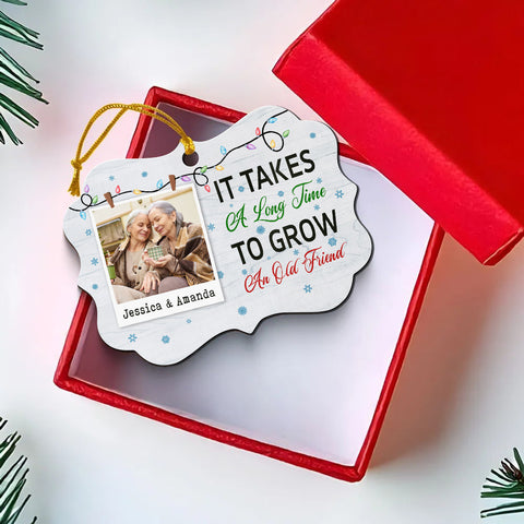 It Takes A Long Time To Grow An Old Friend Friends Together Xmas Light Snowflakes, Personalized Ornament, Gifts For Old Ladies, Xmas Tree Decor, Friends Ornament, Gifts For Xmas