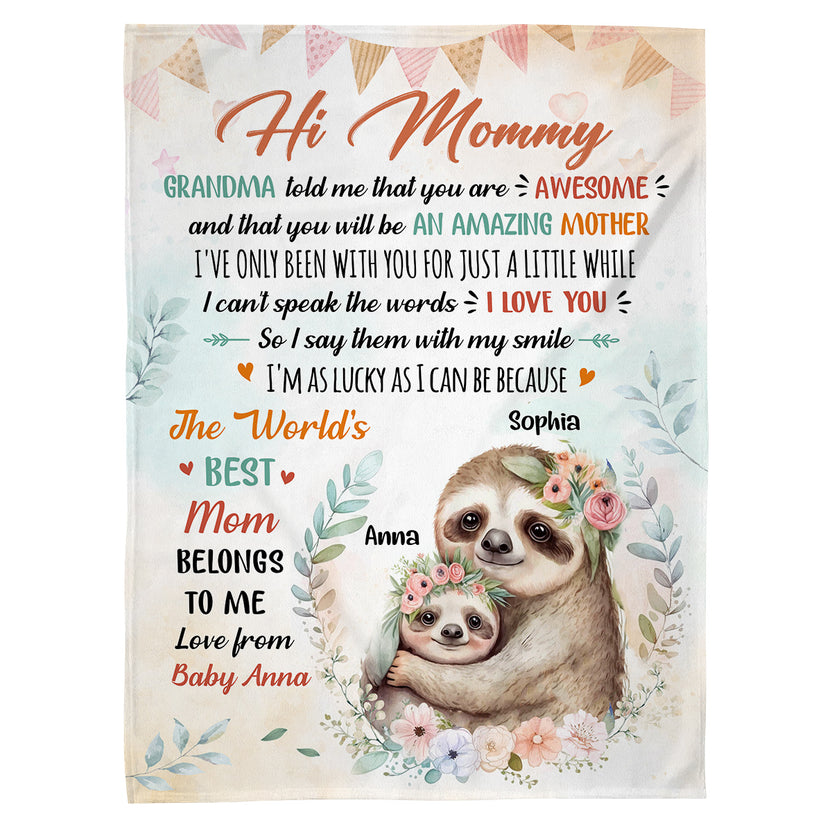 1st Time Mom Gifts, I've Only Been With You For A While Cute Mommy Baby Sloth, Personalized Blanket, Gifts For New Mommy, Fleece Sherpa, Blanket For Mom To Be, Gifts For Mother's Day