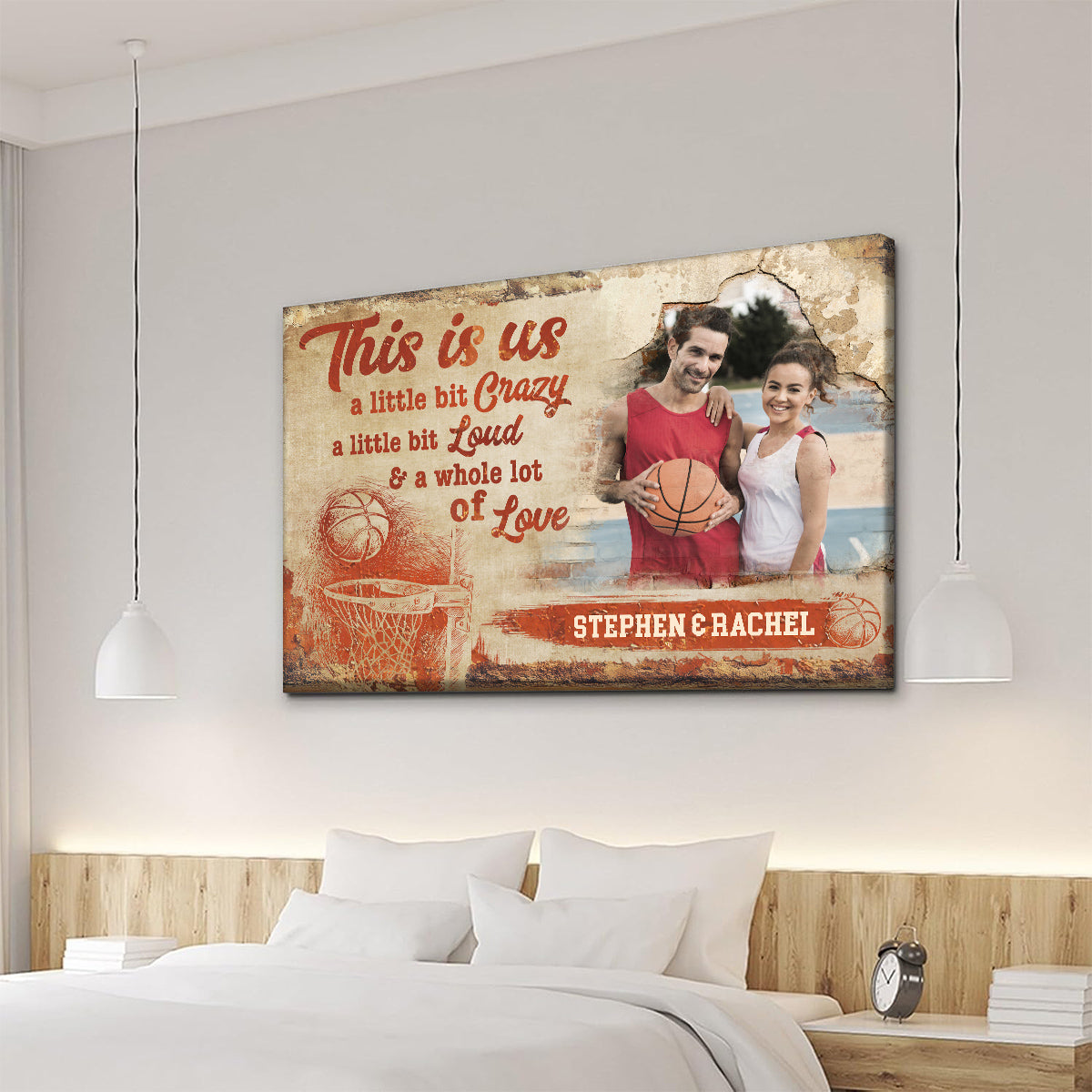 Athletic Couple Canvas Print, A Whole Lot Of Love Wording, Personalized Name Basketball Home Decor  Canvas Wall Art, Gifts For Him Her Poster Prints Wall Decor, Gifts For Valentines