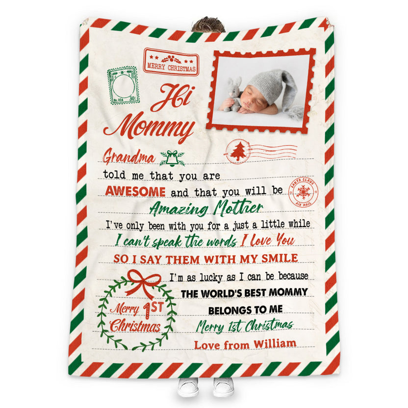 Personalized Blanket For New Mommy From Baby Daddy I'm As Lucky As I Can Be Because The World's Mommy Belongs To Me Pregnancy Gifts Custom Name Photo Fleece Sherpa Blanket For Christmas