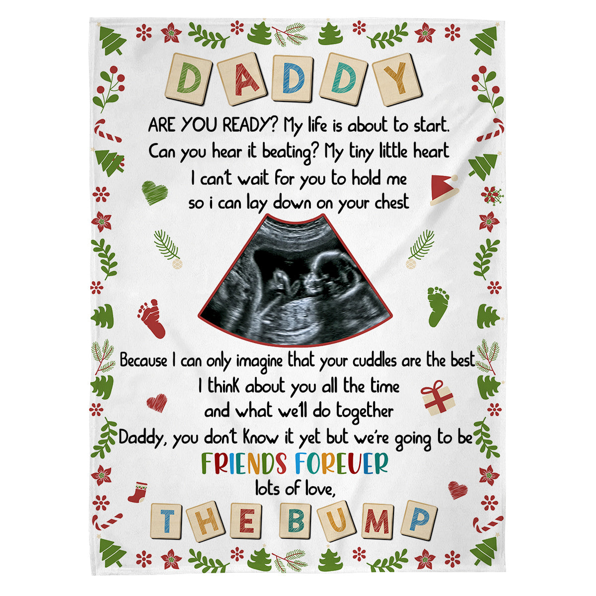 Dad To Be Gifts, Daddy Are You Ready I Can't Wait For You To Hold Me Baby Ultrasound, Personalized Blanket, Gifts For New Daddy, Fleece Sherpa, New Dad Blanket, Gifts For Christmas