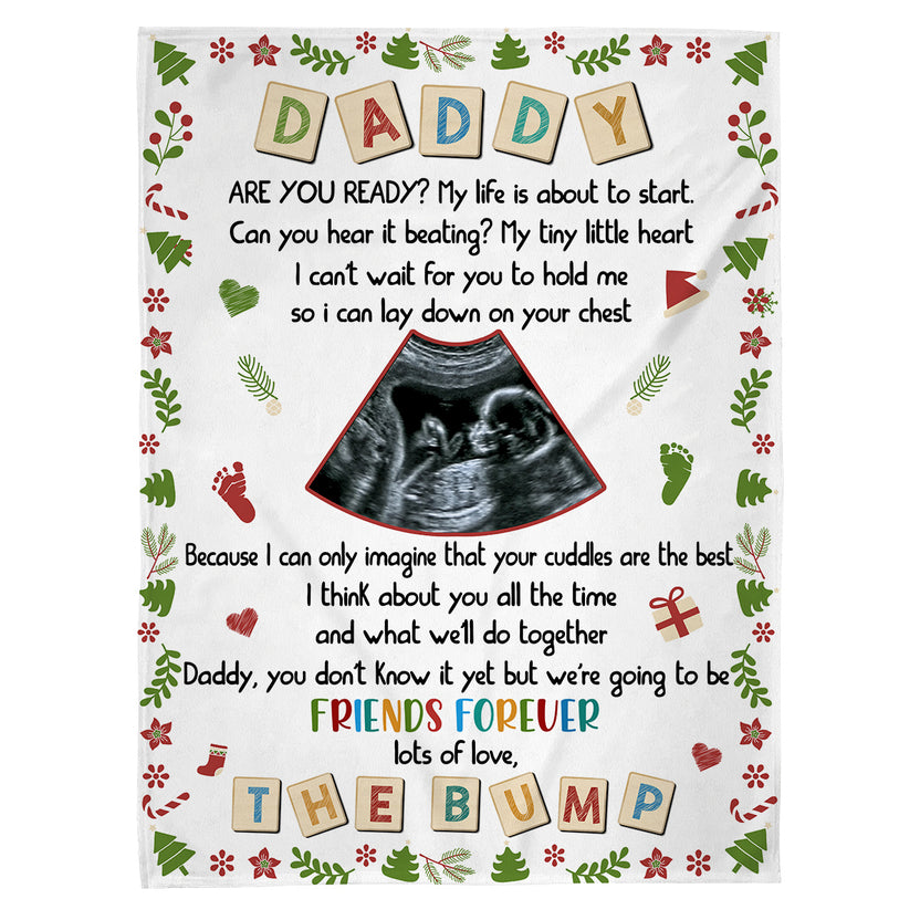 Dad To Be Gifts, Daddy Are You Ready I Can't Wait For You To Hold Me Baby Ultrasound, Personalized Blanket, Gifts For New Daddy, Fleece Sherpa, New Dad Blanket, Gifts For Christmas