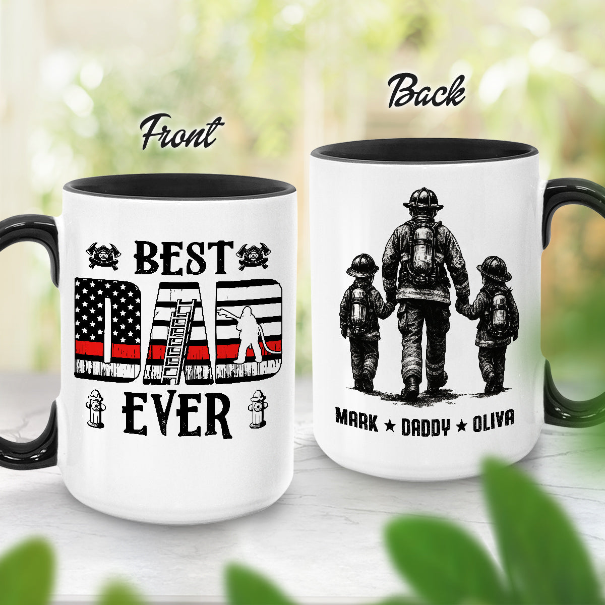 Dad Ever Firefighter Mug, Personalized Coffee Cup For Proud Fireman Father And Kids, Firefighter Gifts For Dad, Husband Or Grandpa, Thoughtful Gifts Father’s Day, Birthday, Or Christmas