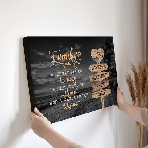 Unique Family Gifts, Family A Little Bit Of Crazy Heart Street Sign, Personalized Canvas Wall Art, Gifts For Parents, Poster Prints Home Decor, Family Wall Art, Gifts For Birthday Xmas