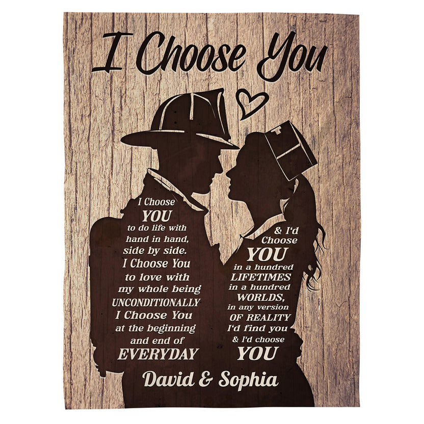 Couple Gifts Ideas, Nurse Woman Firefighter Man, Personalized Blanket, Gifts For Him Her From Darling, Custom Fleece Sherpa Blanket For Valentines Wedding Anniversary
