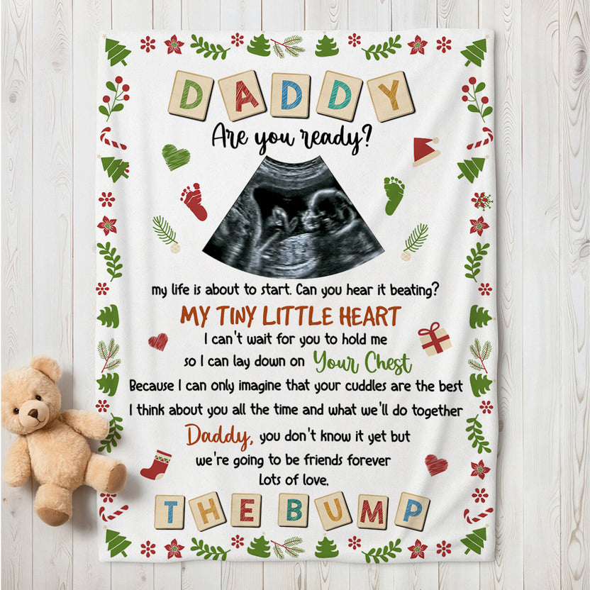 Dad To Be Gifts, Daddy Are You Ready I Can't Wait For You To Hold Me Baby Ultrasound, Personalized Blanket, Gifts For New Daddy, Fleece Sherpa, New Dad Blanket, Gifts For Christmas