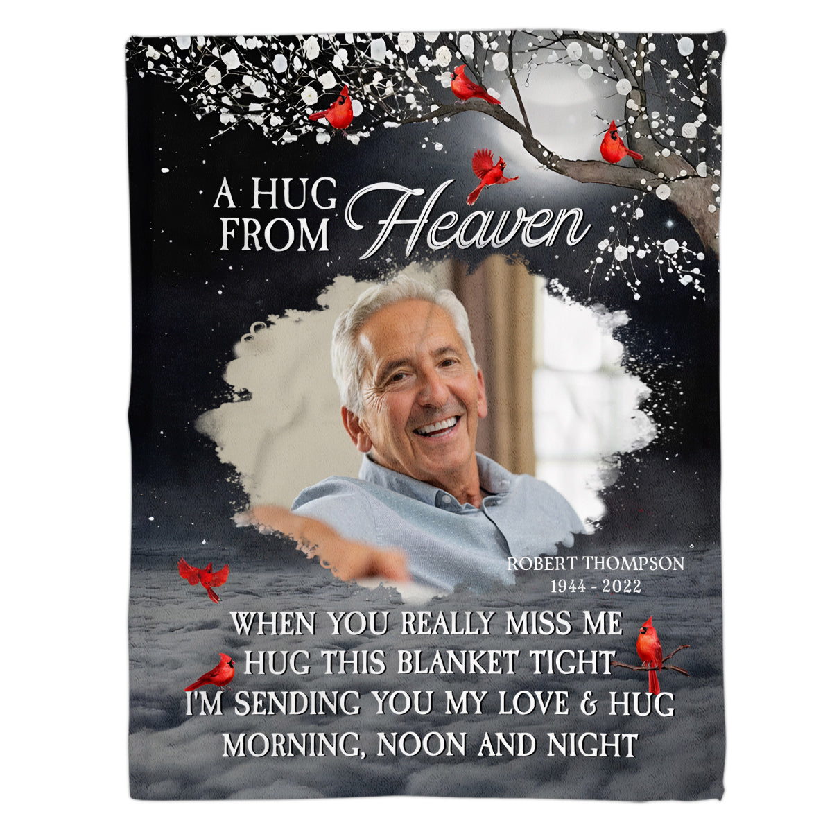 Bereavement Gifts, Personalized Memorial Blanket With Photo, A Hug From Heaven , Loss Of Mom Dad Blanket, Fleece Sherpa, Sympathy Gifts For Anniversary Birthday Memorial Day