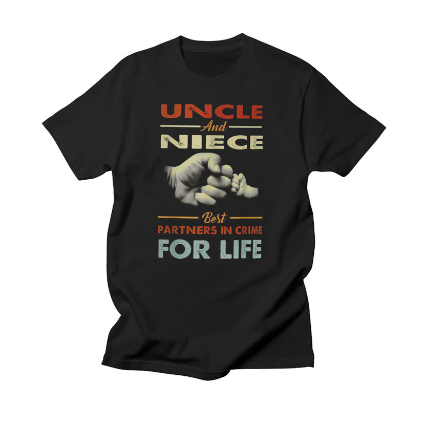 Personalized T-Shirt For Niece From Aunt Uncle Uncle And Niece Matching Partners In Crime Custom Name Funny Gifts For Niece Short Sleeve Tops Tee Shirt For Girl Adult On Birthday Anniversary