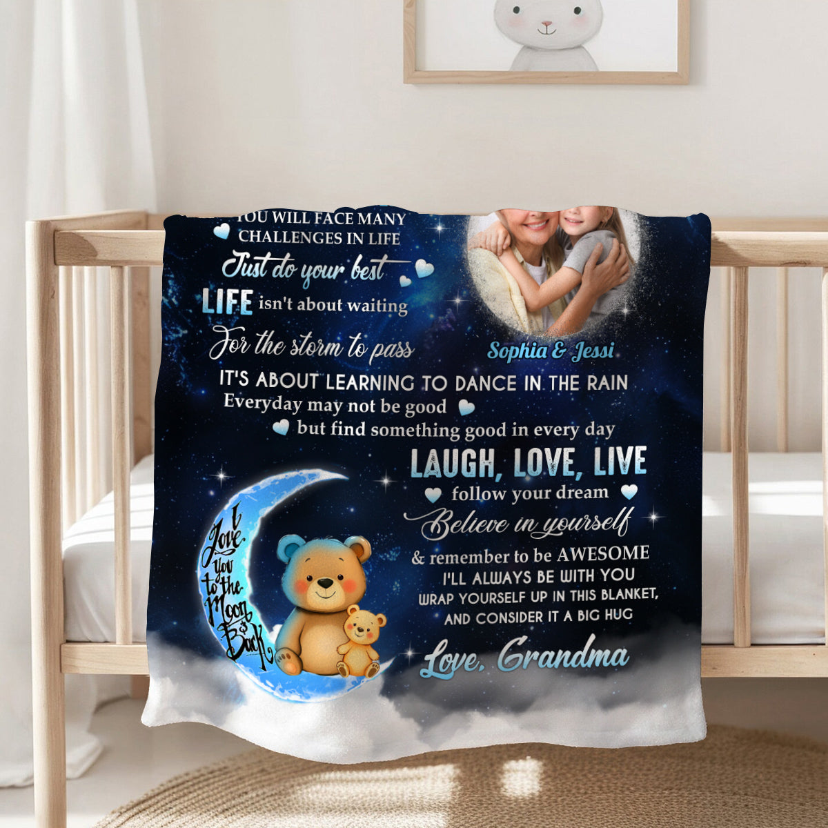 Gifts For Granddaughter, How Much As You Grow Older Cute Bear Upload Photo, Personalized Blanket, Gifts For Granddaughter From Grandma, Fleece Sherpa Blanket, Gifts For Christmas Xmas