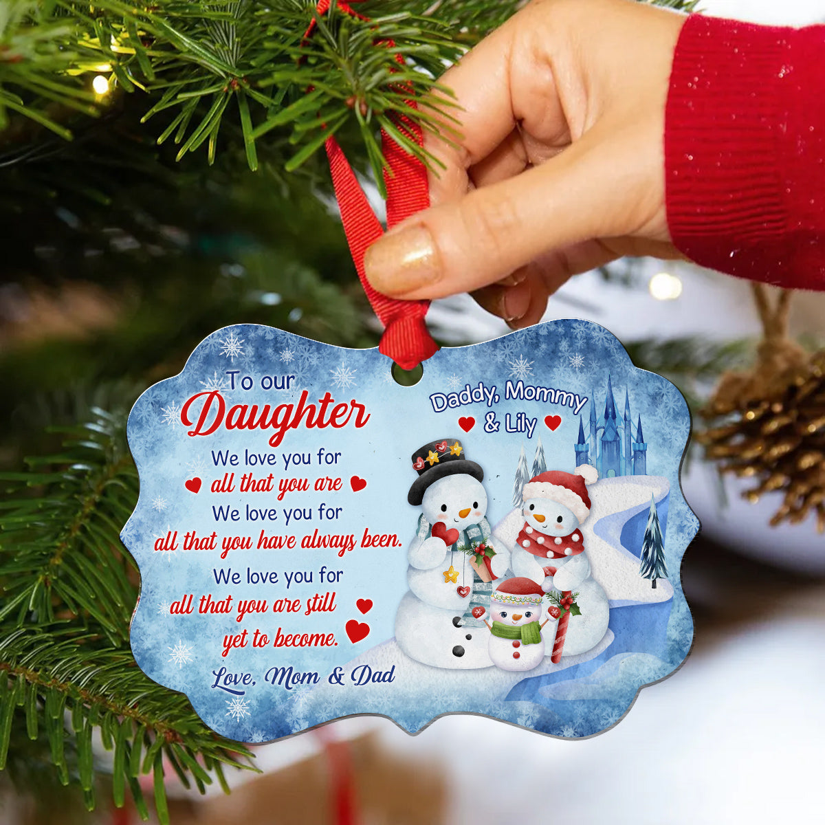 Daughter Gifts, Love You For All That You Are Snowflakes Medallion Aluminum Ornament, Personalized Christmas Ornament, Gifts For Girls From Mom Dad, Xmas Tree Decor