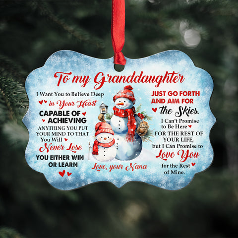 Granddaughter Gifts, Promise To Love You For The Rest Of Mine Cute Grandma & Grandkid Together Snowflakes Aluminum Ornament