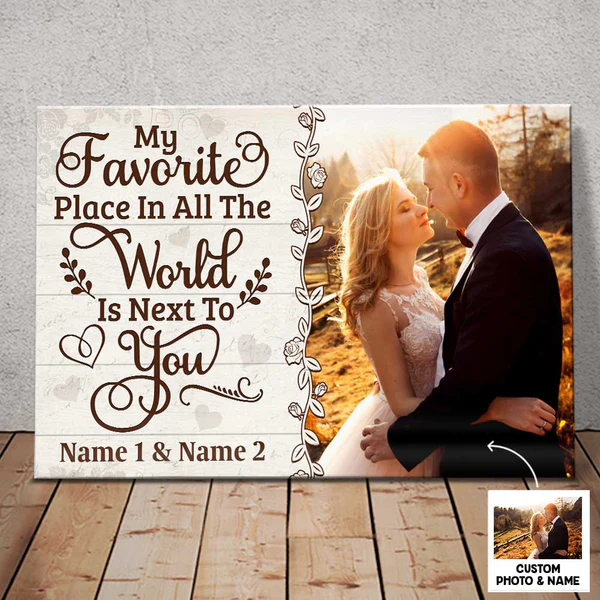 Personalized Canvas Wall Art For Wifey Hubby From Him Her Gifts For Couple Couple Photo Poster My Favorite Flace In The Word Custom Name Poster Prints Hanging Home Decor For Valentines