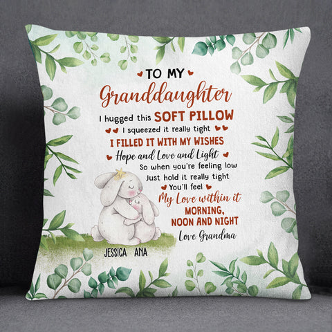 Personalized Square Pillow For Granddaughter Kids From Grandma Nana Gifts For Granddaughter You'll Feel My Love Within It Cute Bunny Custom Name Double Sided Sofa Couch Cushion On Birthday