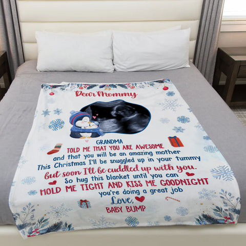 New Parents Gifts, Grandma Told Me That You Are Awesome Ultrasound Photo, Personalized Blanket, Gifts For Mommy Mom To Be, Fleece Sherpa, Expecting Mom Blanket, Gifts For Christmas