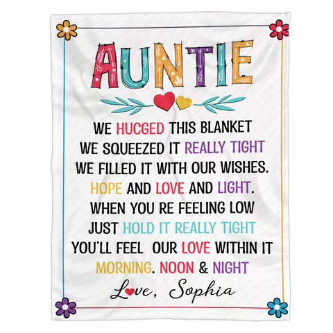 Personalized To My Godmother Blanket From Niece Nephew Auntie Blankets, Aunt Blanket With Niece Nephew Names Floral Custom Name Gifts Ideas For Aunt Fleece Sherpa Blanket For Birthday