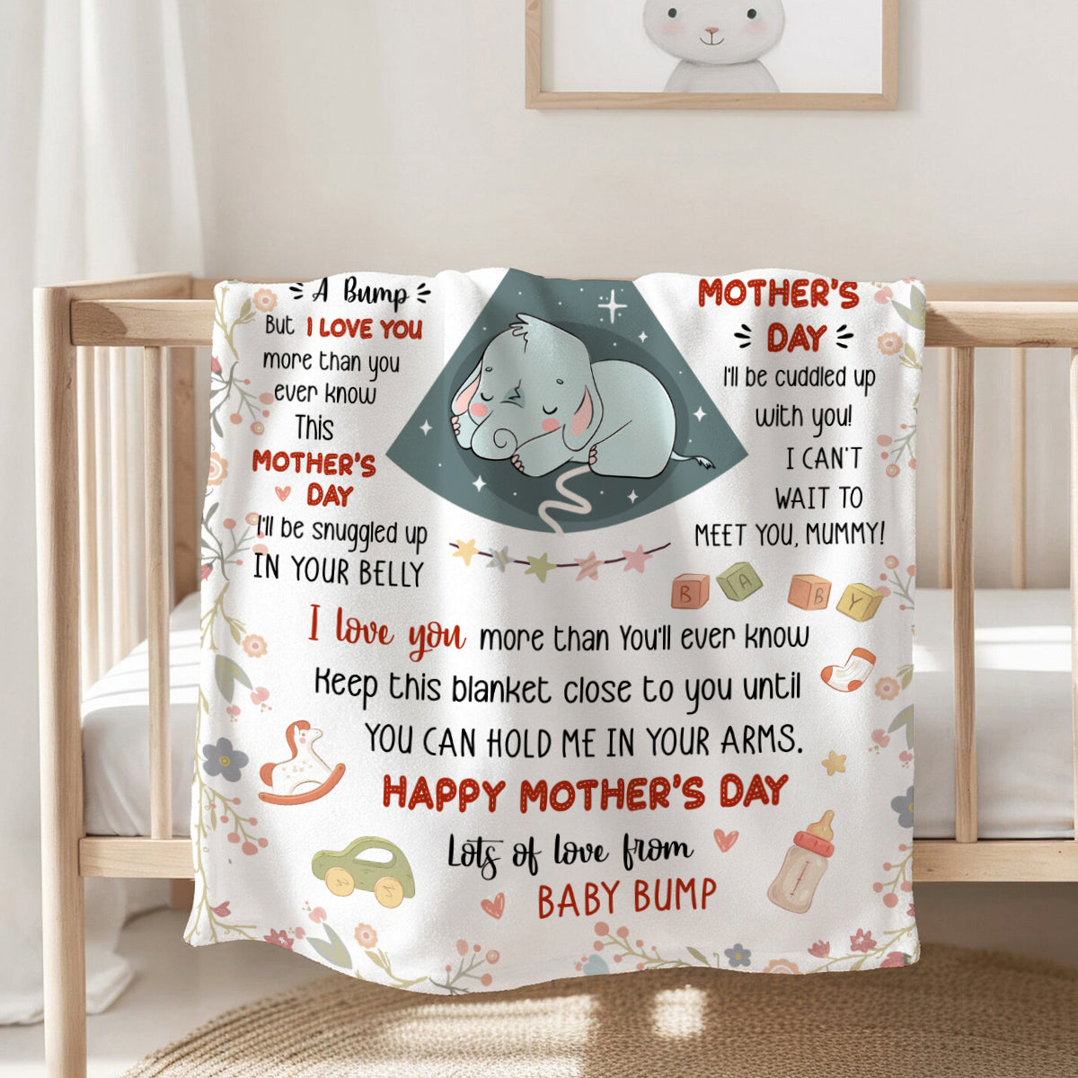 Mom To Be Gifts, Cute Baby Elephant Sleeping In Mommy's Belly Keep This Blanket Until Can Hold In Arms, Personalized Blanket, Gifts For New Mommy, Fleece Sherpa Mother's Day