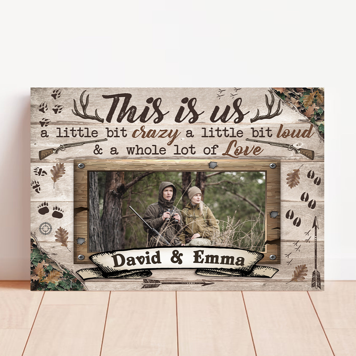 Personalized Name Outdoor Canvas, A Whole Lot Of Love Phrase Artwork, Hunting Theme Couple Wall Decor, Personalized Canvas Wall Art, Gifts For Him Her Honey, Poster Prints