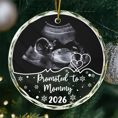 Mom To Be Gifts, Personalized Sonogram Glass Ornament, Promoted To Mommy Year, Custom Baby Photo Keepsake, Pregnancy Announcement, Expecting Mom Holiday Item,  Gifts For Mommy