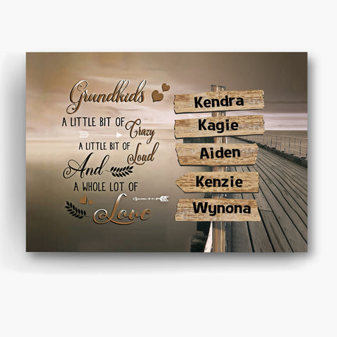 Gifts For Grandma, Street Sign Grandkids Grandparents Wooden River Wall , Personalized Canvas Wall Art, Gifts For Mimi From Grandchild, Poster Prints Home Decor, Gifts For Birthday