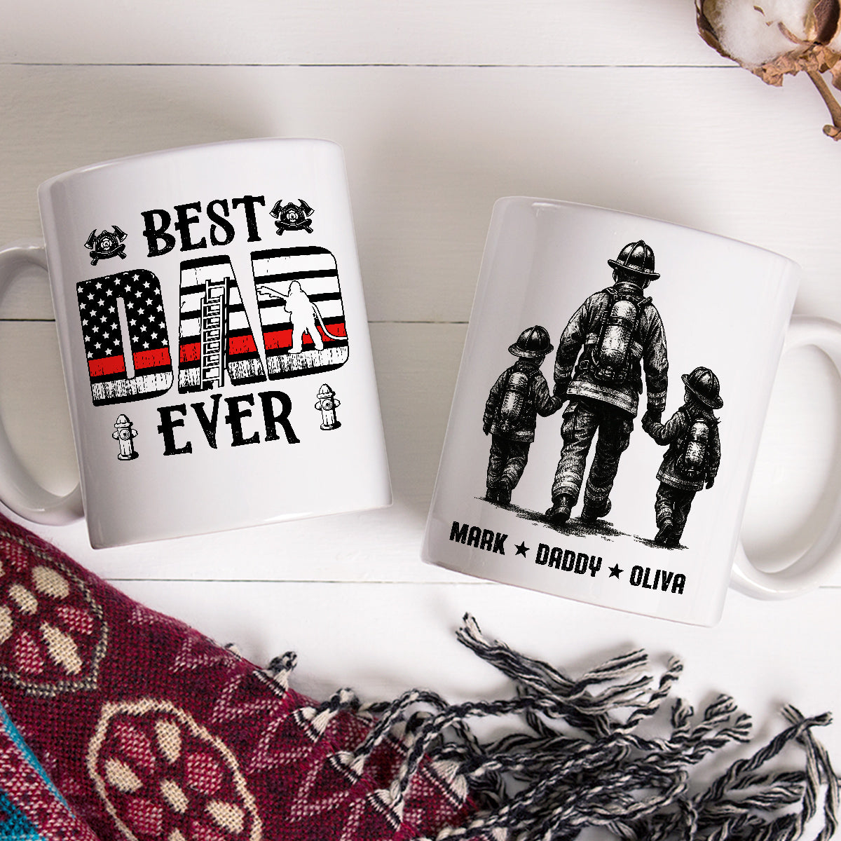 Dad Ever Firefighter Mug, Personalized Coffee Cup For Proud Fireman Father And Kids, Firefighter Gifts For Dad, Husband Or Grandpa, Thoughtful Gifts Father’s Day, Birthday, Or Christmas