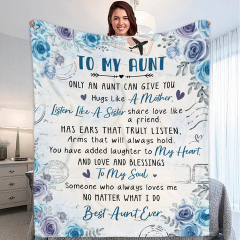 Personalized To My Aunt Bae Titi Blanket From Niece Nephew Bae Added Laughter To My Heart Floral Custom Name Gifts Ideas For Aunt Fleece Sherpa Blanket For Birthday Mother's Day