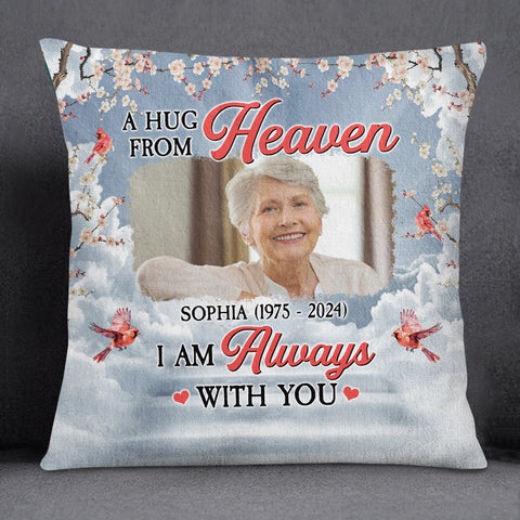 Memorial Gifts, Personalized Memorial Square Pillow, Always With You Red Bird Blossom Tree, Gifts For Loss Of Mom Grandpa, Sofa Couch Cushion, Funeral Gifts For Anniversary Birthday