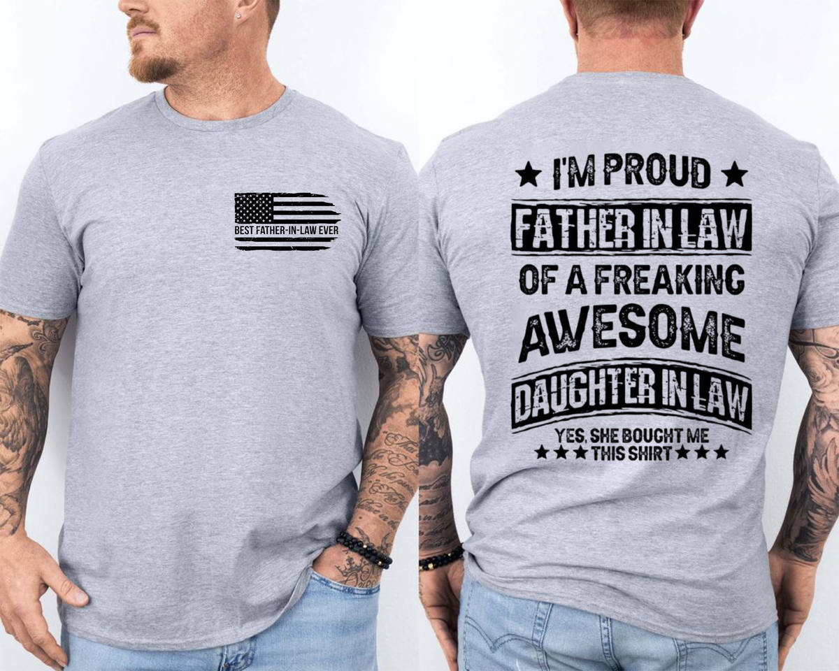 Proud Father In Law Of A Freaking Awesome Daughter In Law T Shirt, Father-In-Law Gift From Daughter-In-Law, Fathers Day Present, Fil Shirt, Unisex Long Sleeve Crewneck Tee Casual