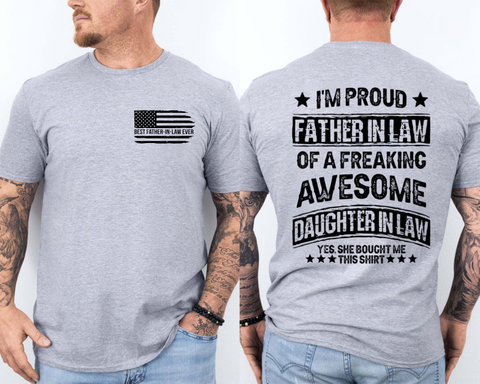 Proud Father In Law Of A Freaking Awesome Daughter In Law T Shirt, Father-In-Law Gift From Daughter-In-Law, Fathers Day Present, Fil Shirt, Unisex Long Sleeve Crewneck Tee Casual