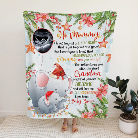 Elephant Pregnancy Announcement Baby Blanket, Ultrasound Baby Reveal Gifts For 1st Time Parents, Cozy Fleece Blanket For New Mom New Dad Keepsake, Expecting Mom Christmas Presents