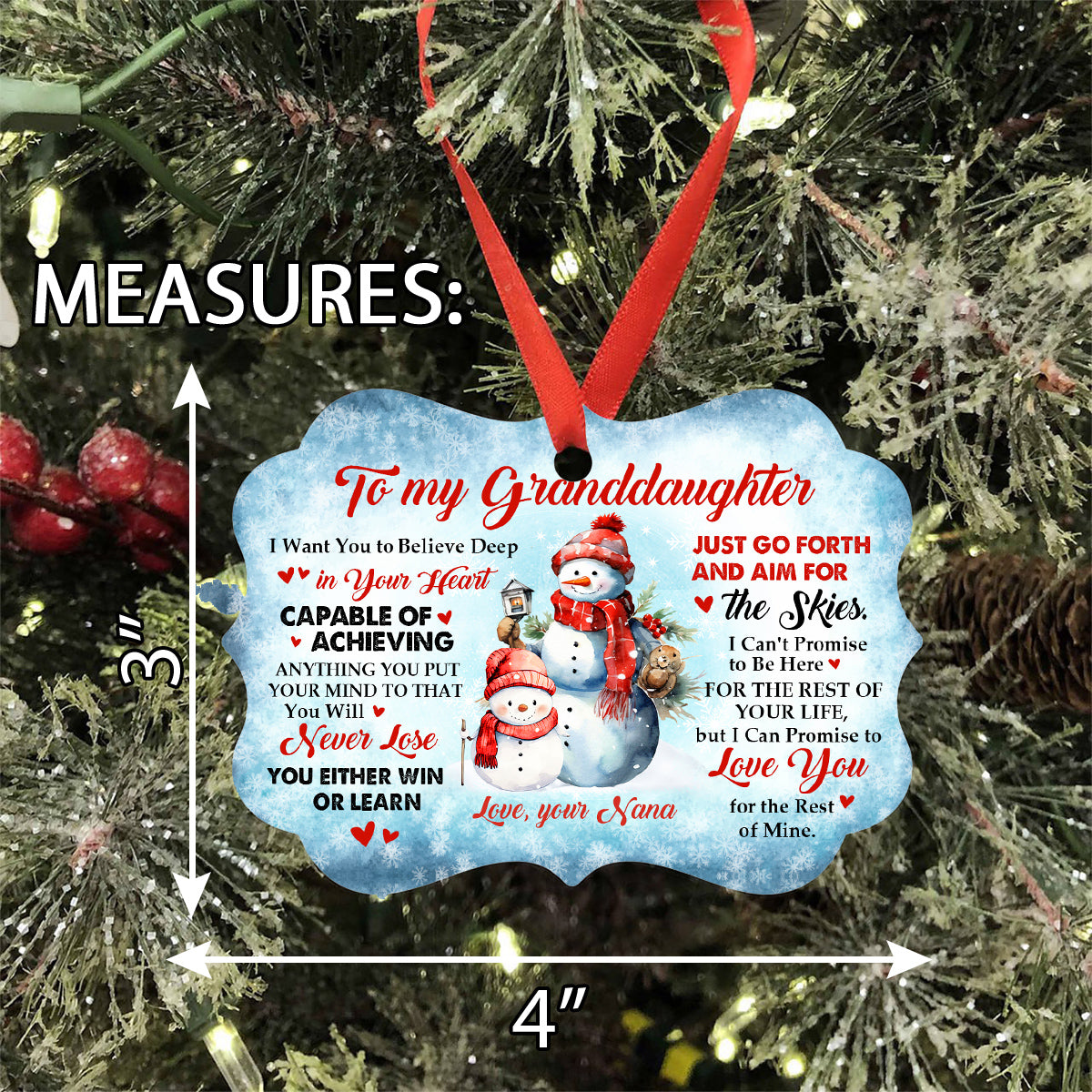 Granddaughter Gifts, Promise To Love You For The Rest Of Mine Cute Grandma & Grandkid Together Snowflakes Aluminum Ornament